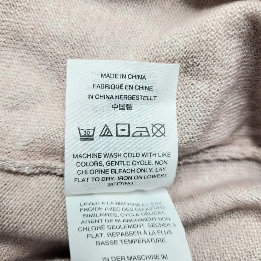 J Crew Shimmer Lurex Wrap Surplice Sweater Top Pink Metallic Wool Blend Small
